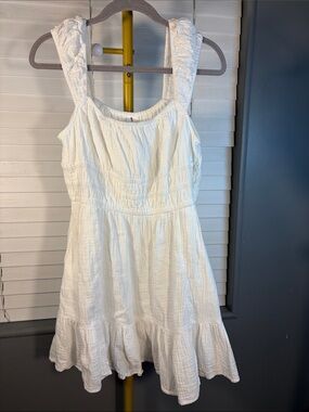 Abound White Textured Ruffled Mini Sundress